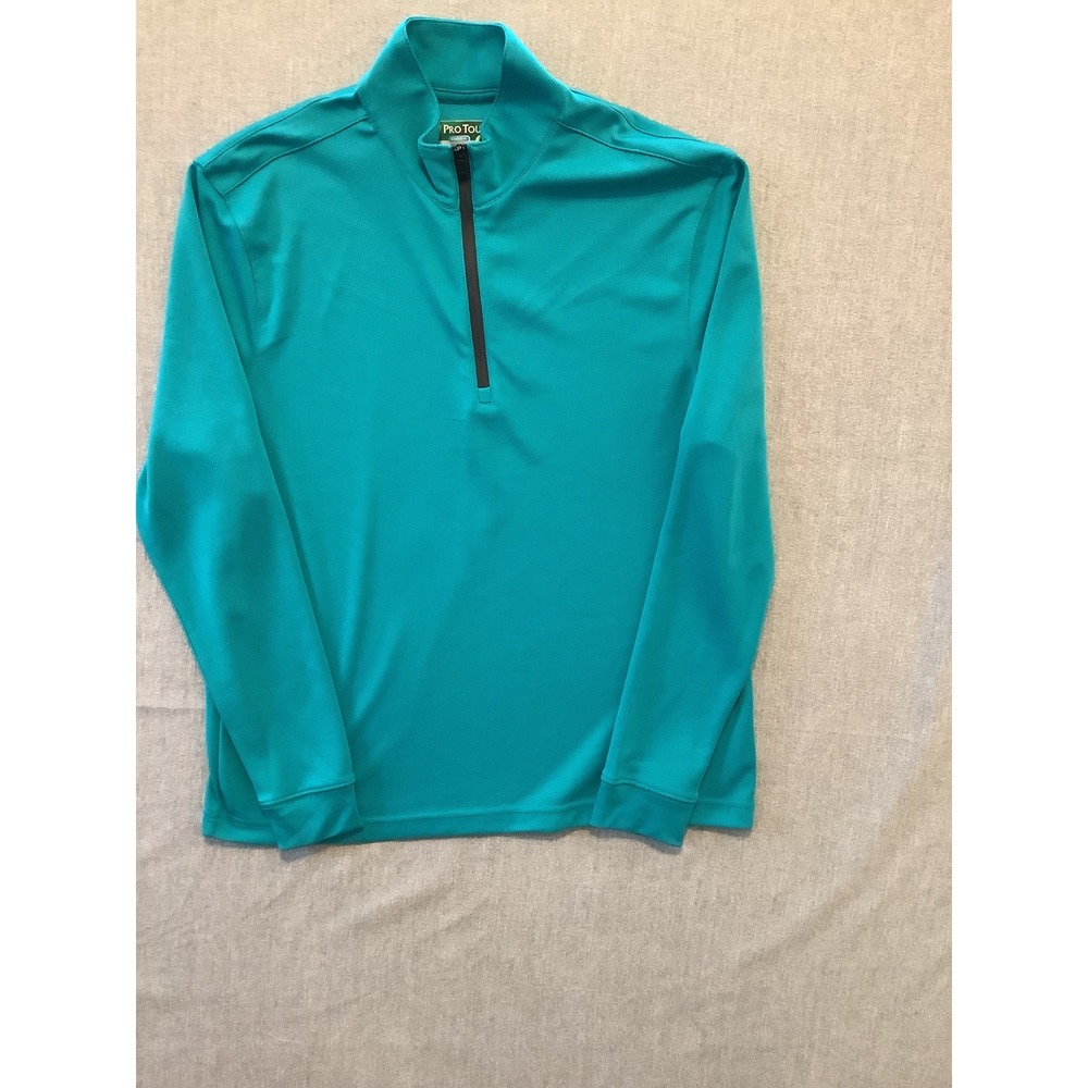Pro Tour CoolPlay Mens Quarter Zip Pullover Turquoise Blue Active Golf Shirt S